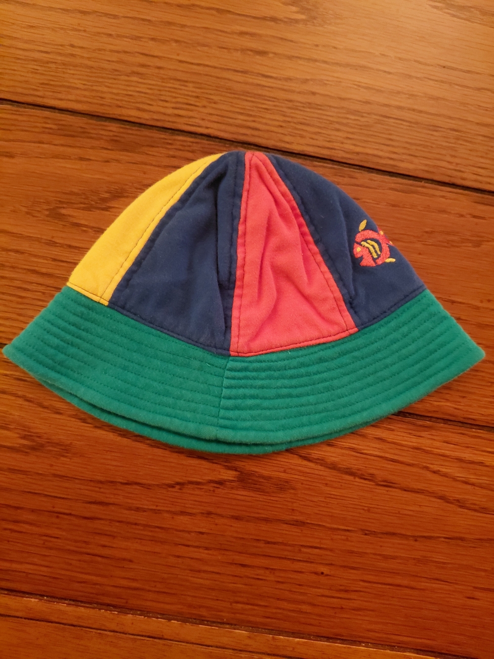 Gymboree Colorblock Bucket Hat Cotton Embroidered Green/Blue 12-18 Months